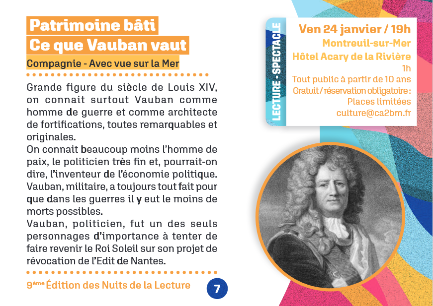 Saison Culturelle de la CA2BM | 9ème Édition des Nuits de la Lecture | "Ce que Vauban Vaut"